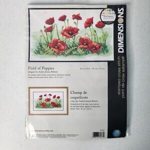 Dimensions Stamped Cross Stitch Kit Field Of Poppies 2008 New In Package 16x10